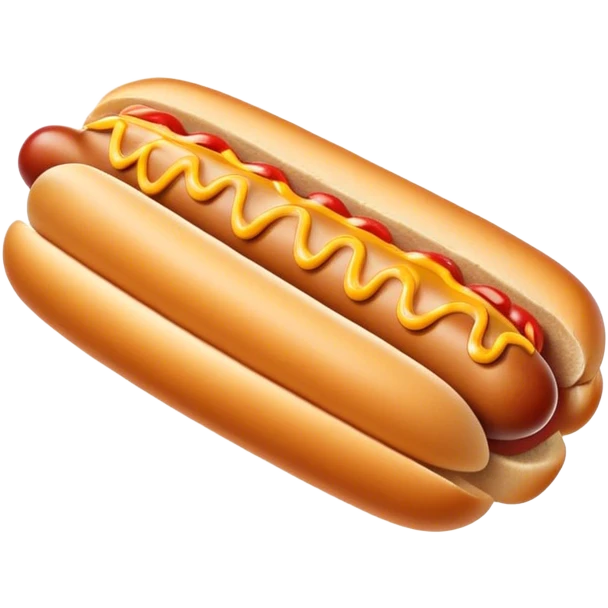 Cinematic classic hot dog, nestled in a soft toasted bun, drizzled with mustard and ketchup, juicy and flavorful, warm golden tones, ultra-detailed and mouthwatering. emoji