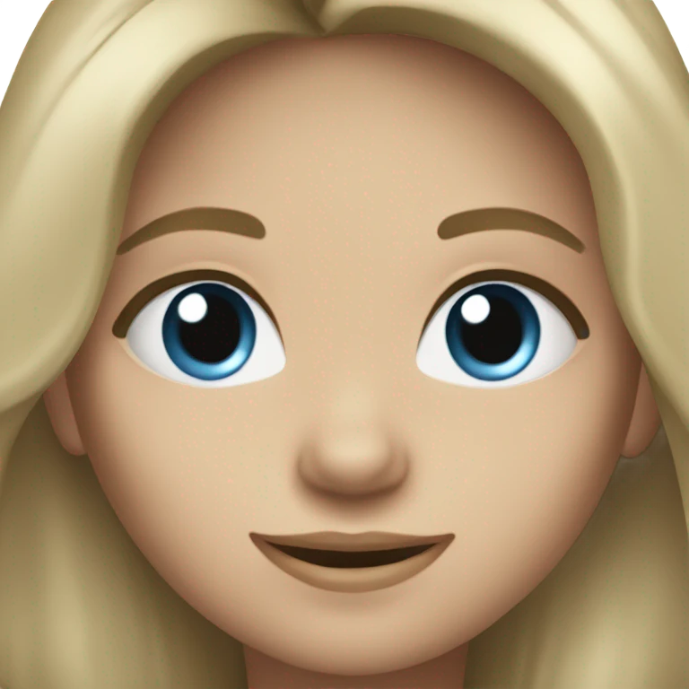 Girl with dark blond hairl blue-gray eyes and nice smile  emoji