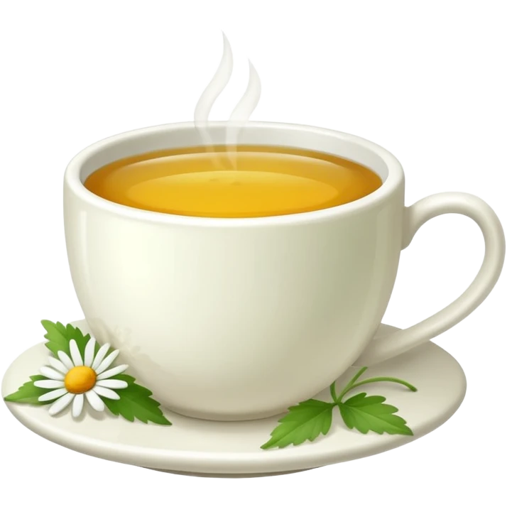 Te de manzanilla - taza blanca con una hoja a un lado del plato- No dentro emoji