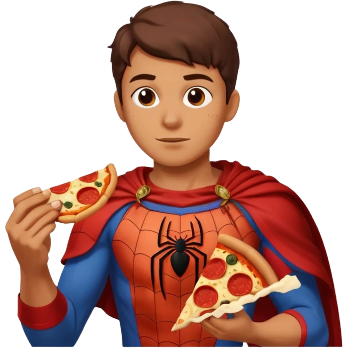 spiderman, wearing Rome ancient custome, with pizza emoji