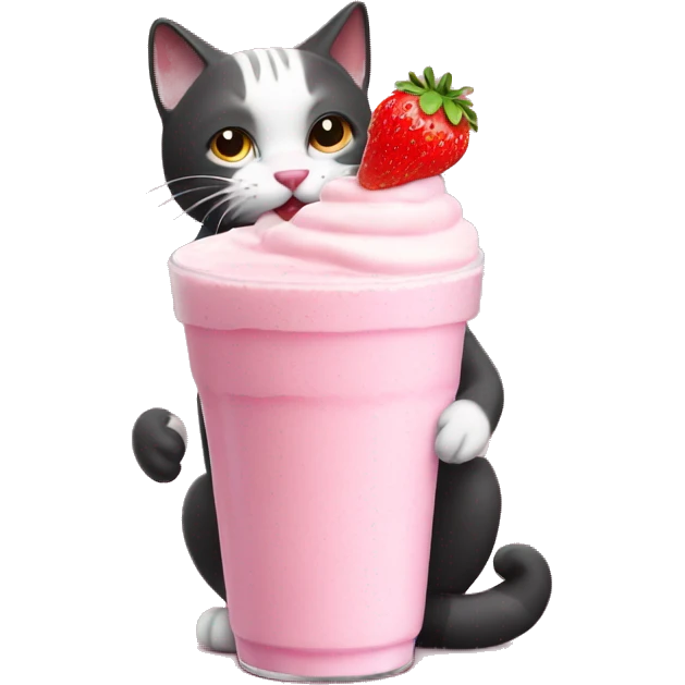 cat holding a strawberry milkshake  emoji