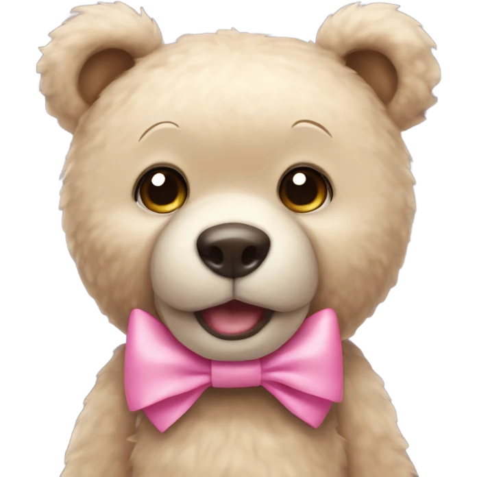 Light Beige teddy bear eyes wearing a pink bow on its right ear emoji