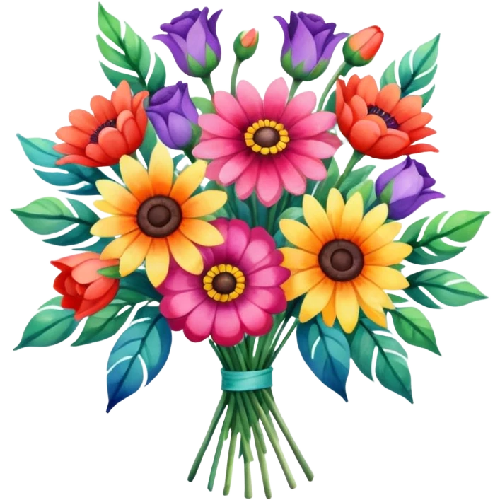 flower bouquet, watercolor art style emoji