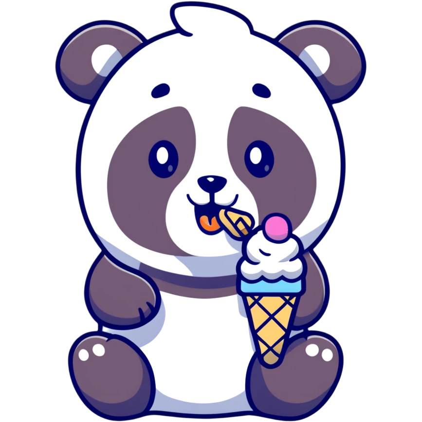 Panda eating ice cream emoji