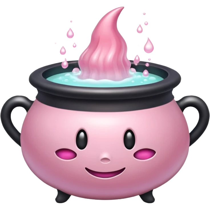Pastel pink witch cauldron   emoji
