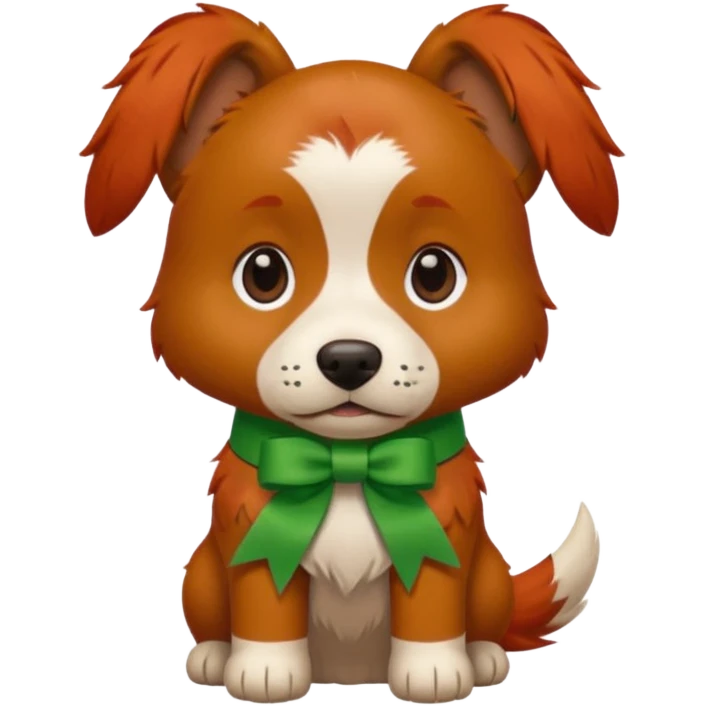 dog with head ribbon and green shirt emoji