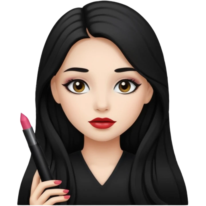 girl with black hair with long  hair Wearing makeup
 emoji