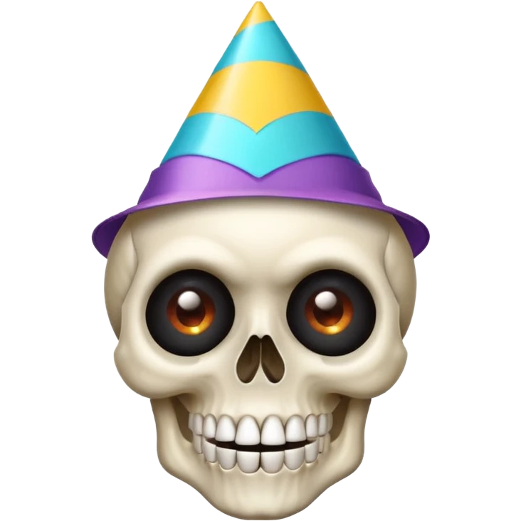 Skull emoji with eyeballs and a party hat emoji