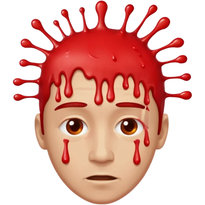 Red paint splashing from a mans head emoji