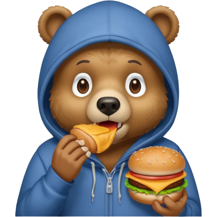 bear with hamburger wearing hoodie emoji