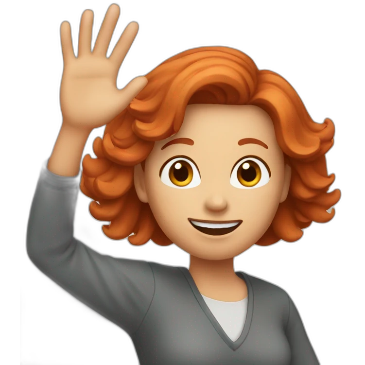 Redhaired lady waving emoji