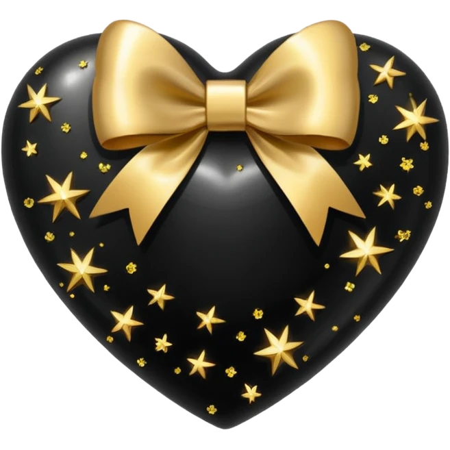 black heart with a gold bow with sparkles emoji