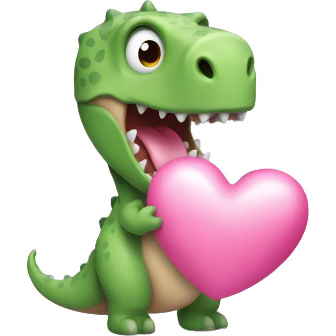 dino holding a pink heart emoji