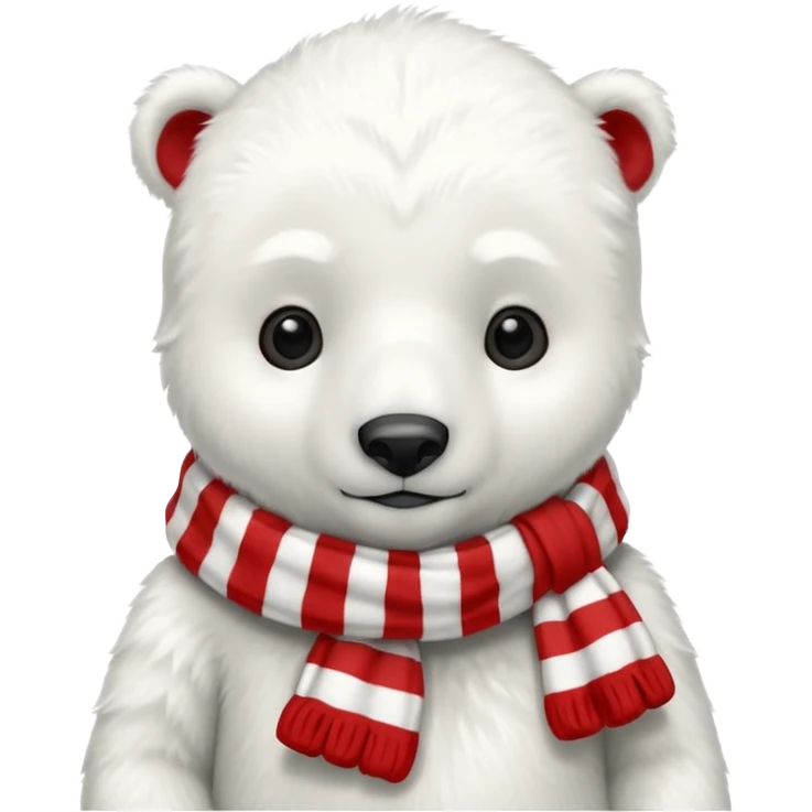 baby polar bear with red stripes scarf  emoji