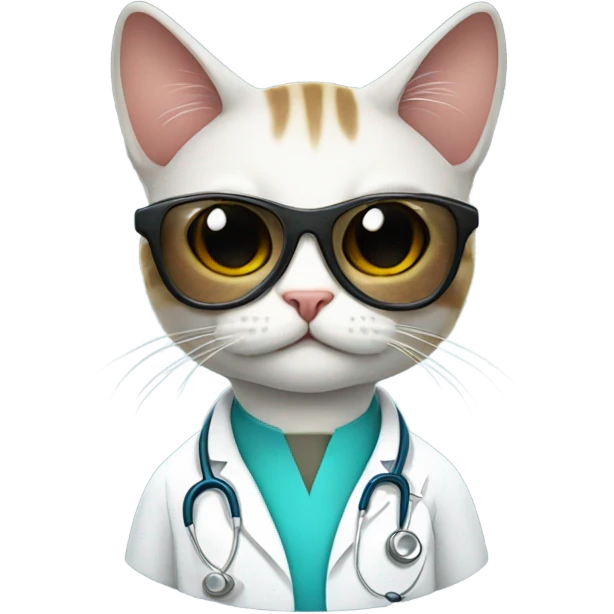 doctor cat wearing black sunglasses emoji