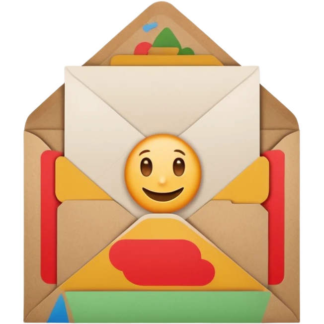 blank greeting card open with brown envelope next to it emoji