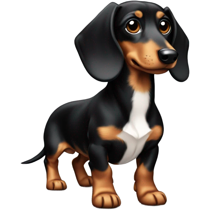 Black white tan dachshund with wiry fur emoji