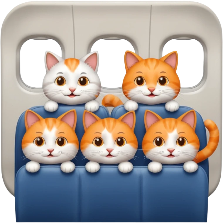 4 happy cats on an airplane emoji