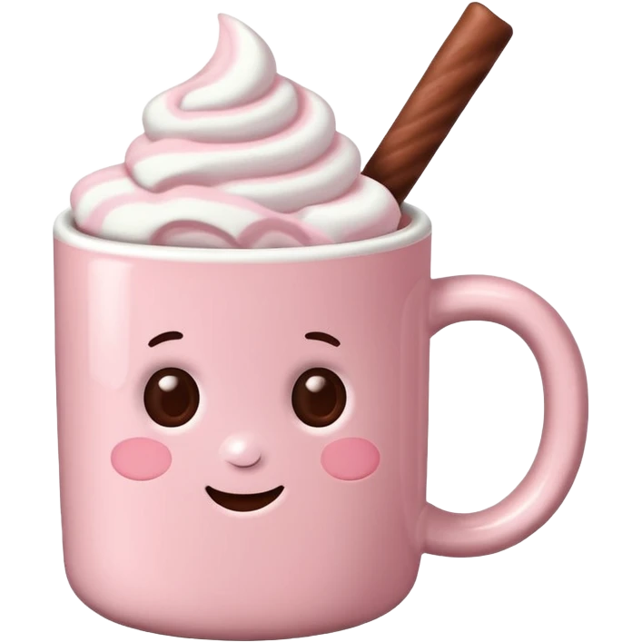 Light Pink mug of hot chocolate with marshmallows  emoji