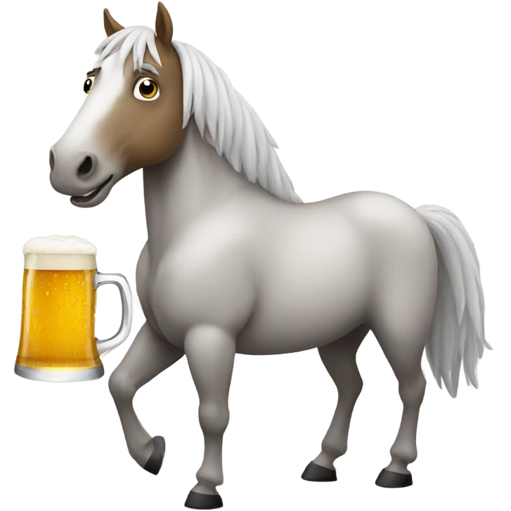 Horse holding a beer emoji