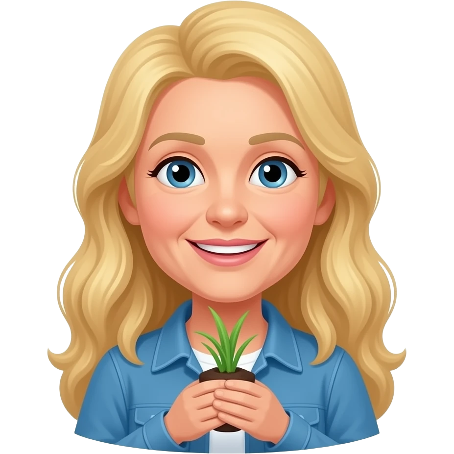 50 year old long blonde hair planting grass plugs emoji