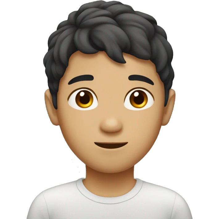 asian boy with dark hard wavy hair  emoji
