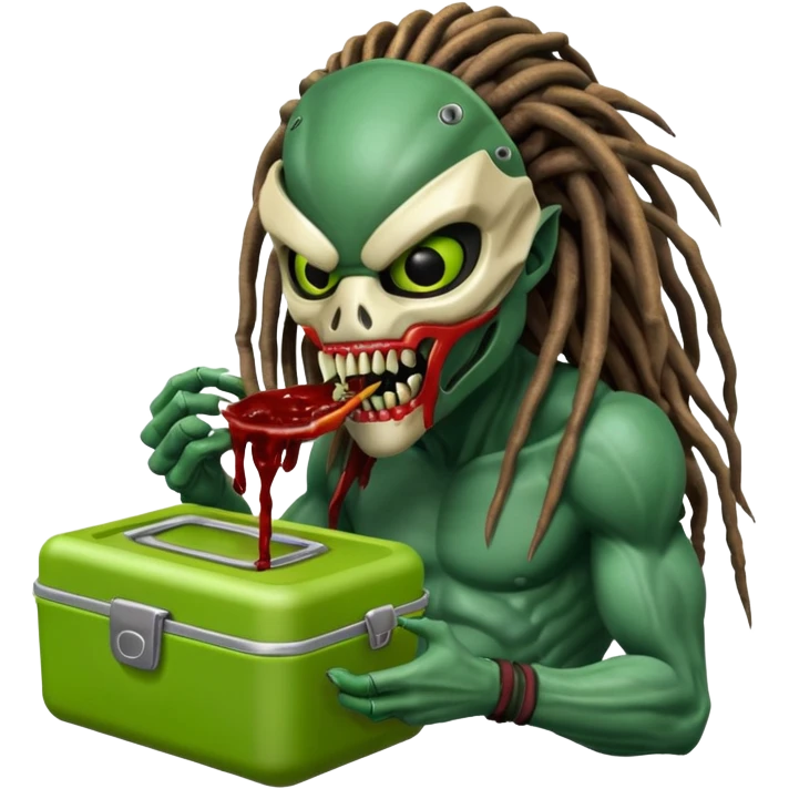 The predator with mask eating from a lunchbox emoji