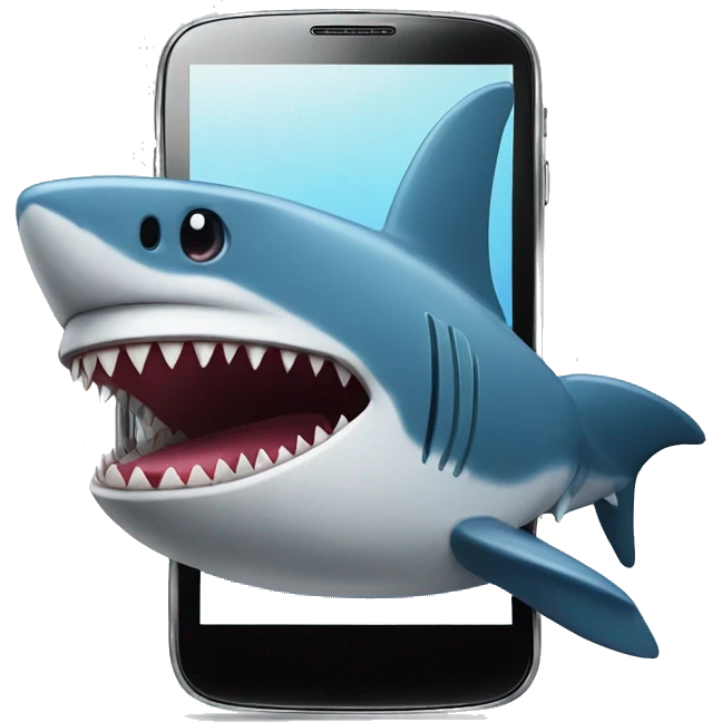 Phone with shark emoji