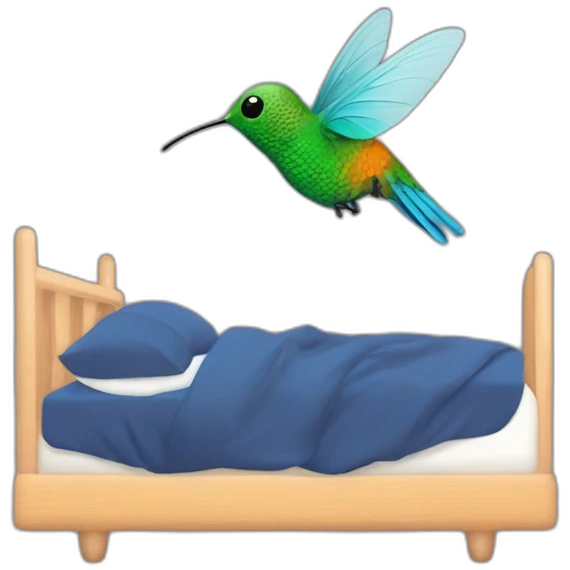 emoji de un colibrí acostado en una cama durmiendo  emoji