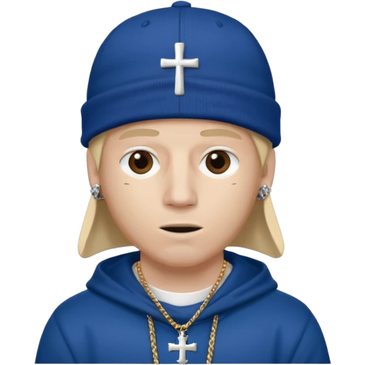 rapper da trắng đội mũ len mlb áo thánh giá đeo khăn trùm mặt emoji