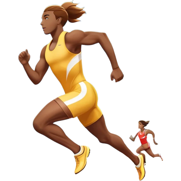 An icon featuring a vibrant stadium with cheering fans, bright lights, and a clear sky. an athlete sprinting on a track, with powerful strides and determination. The athlete's motion is dynamic, emphasizing speed and competition. emoji
