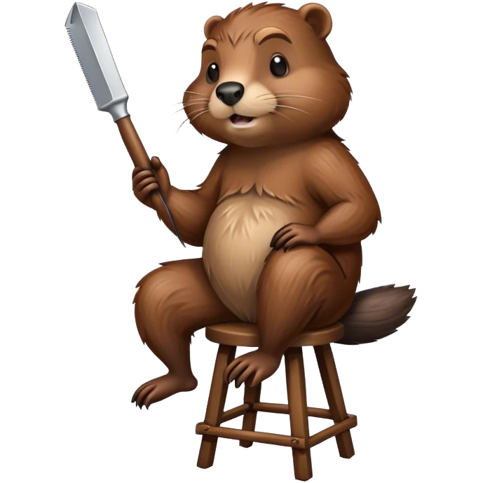 Beaver sitting on bar stool holding a razor emoji