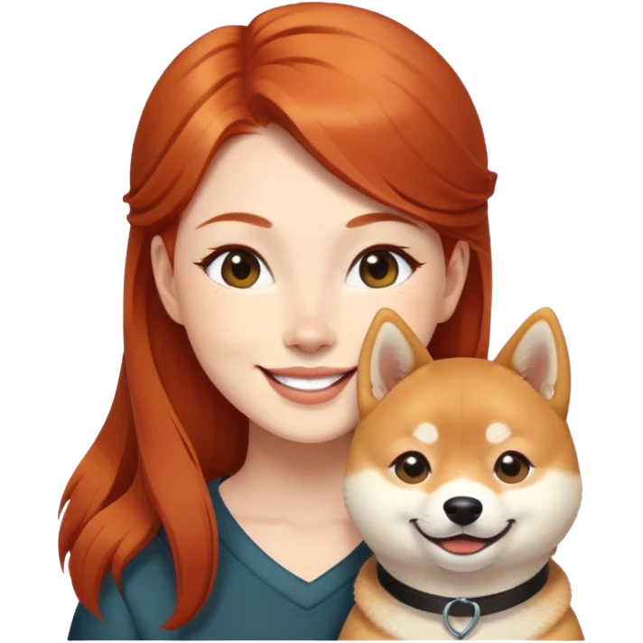 smiling redhead with Shiba Inu emoji