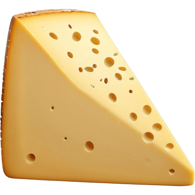 cantal cheese wedge, thick slice, firm pale yellow inside, rough beige-brown rind, dense slightly crumbly texture, cleanly cut, subtle aging marks, soft lighting, subtle shadows, emoji scale emoji