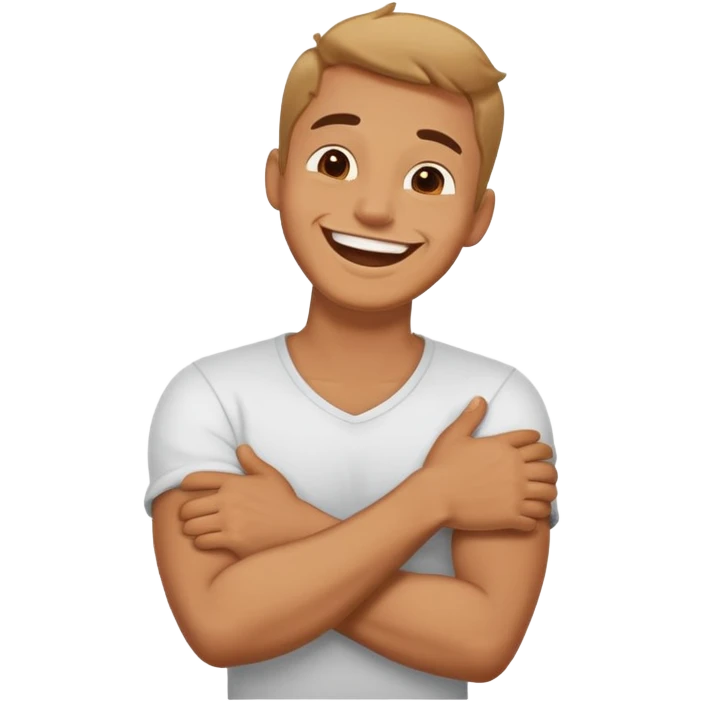 arms crossed holding neck laughing guy emoji