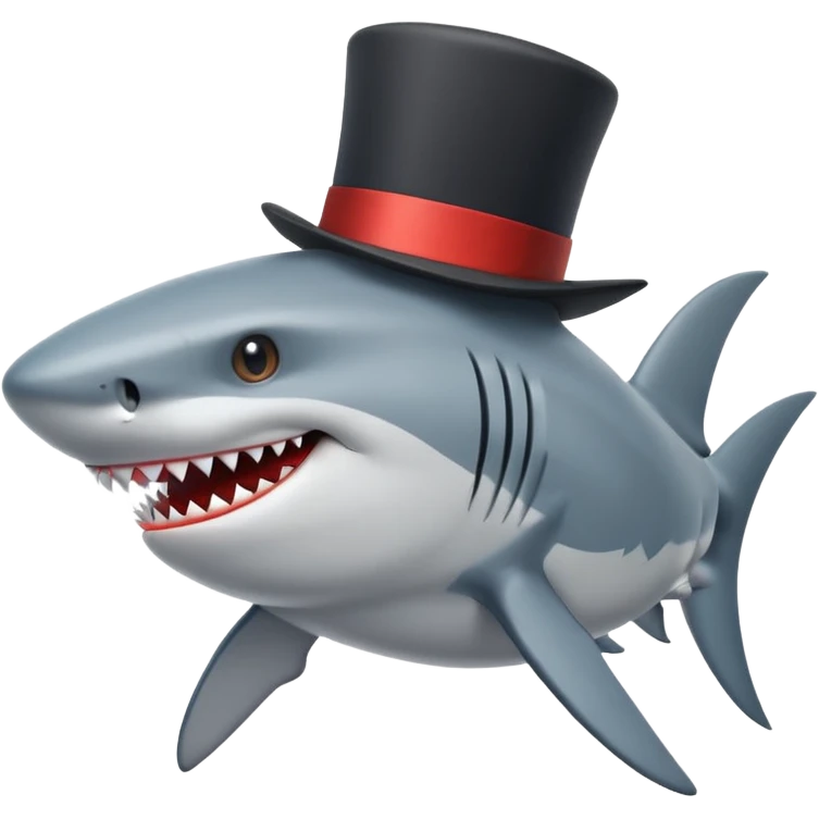 shark wearing a top hat emoji