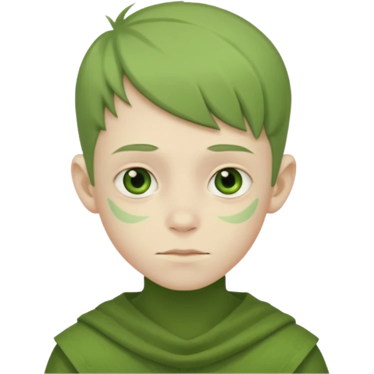  a green boy with a boring face emoji
