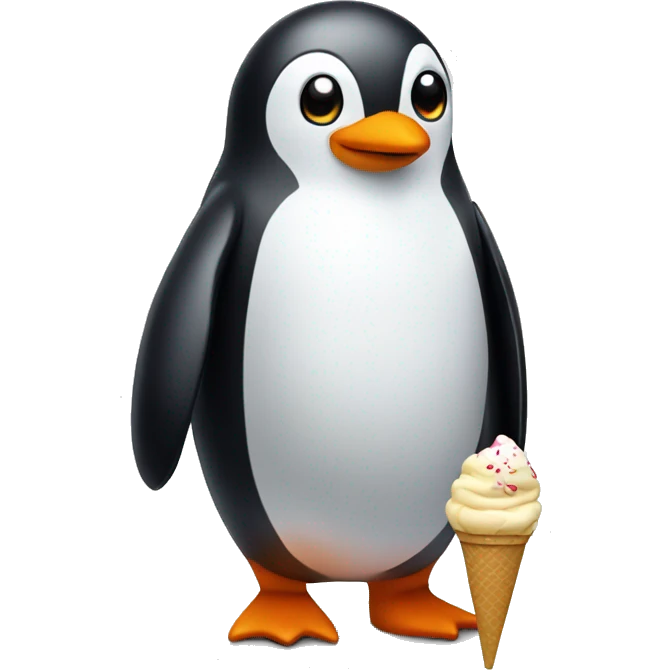 penguin HOLDING ICE CREAM emoji