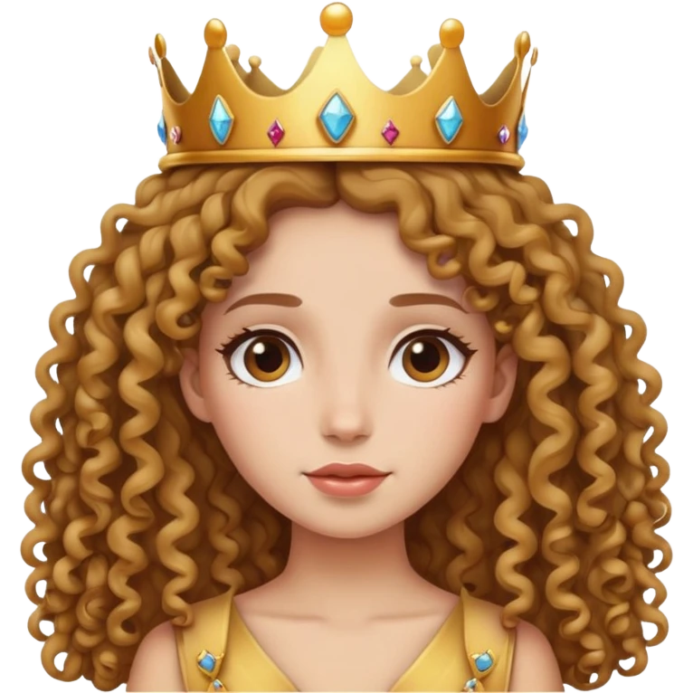 Curly girl with long hair and a crown emoji