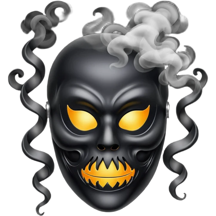 curved mask, poisonous, black smoke emitted emoji
