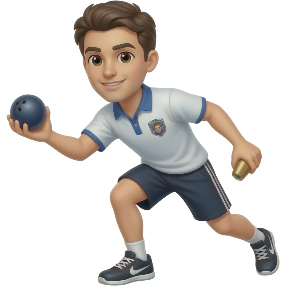 joueur de petanque avec boule en main en position tir avec boule et cochonnet emoji