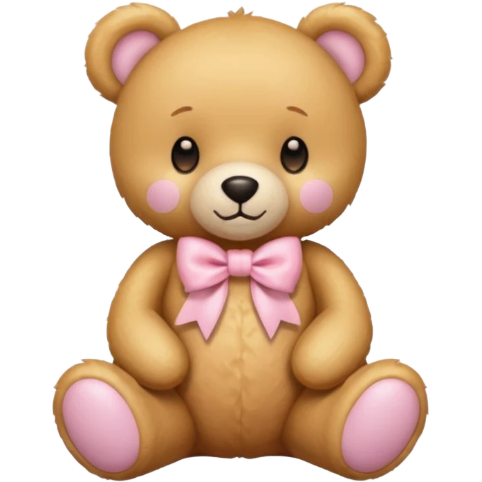 honey colored teddy bear with pastel pink bow sitting emoji