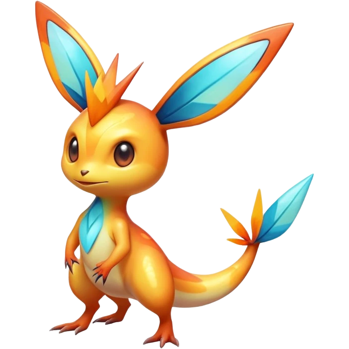 Colorful Shiny Exotic Victini-Salandit-Aurorus-Fakémon-hybrid-creature (full body)  emoji