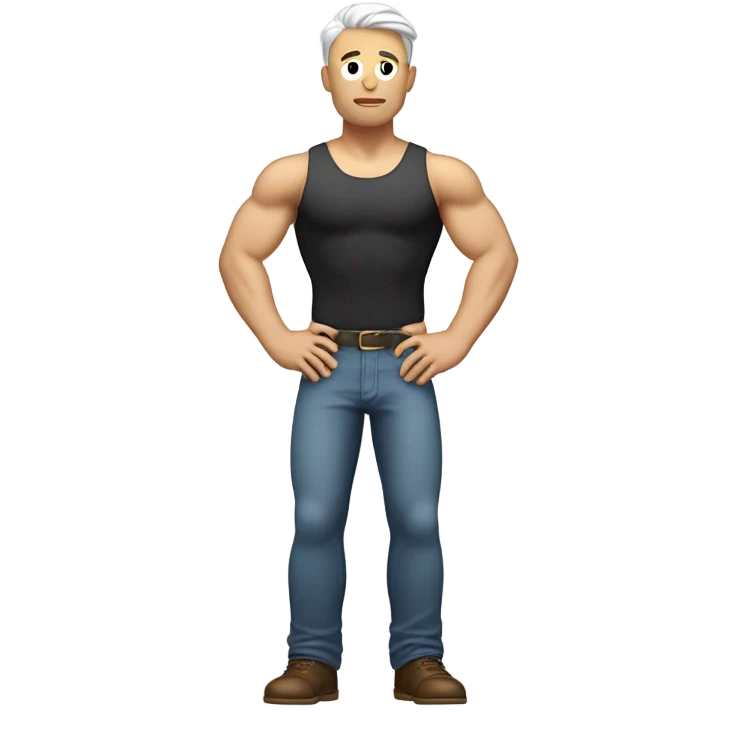muscle white man figure hands behind your head front view emoji
