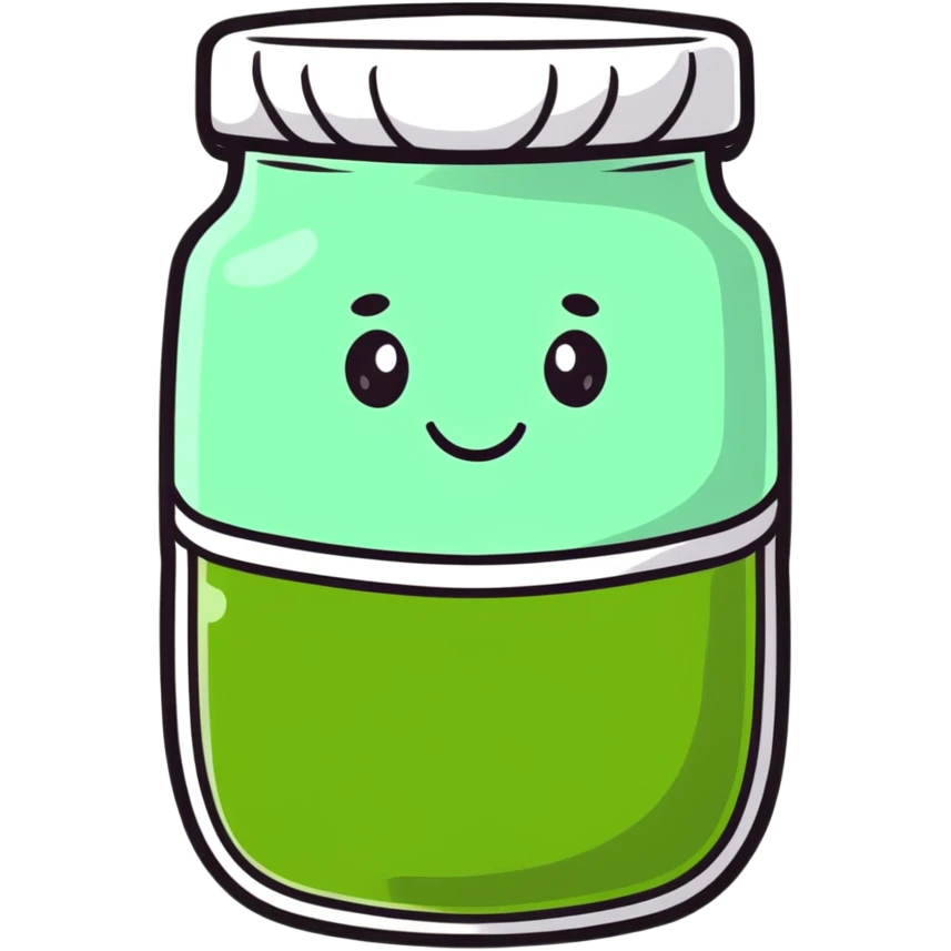 cute cartoon mint chutney character with smiling face emoji