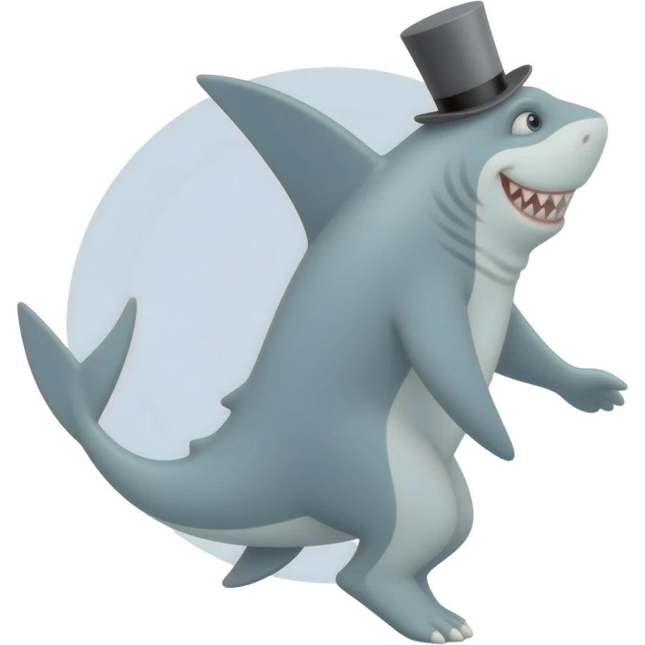 Shark with a top hat emoji