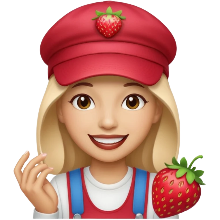 singer strawberry wearing cap emoji