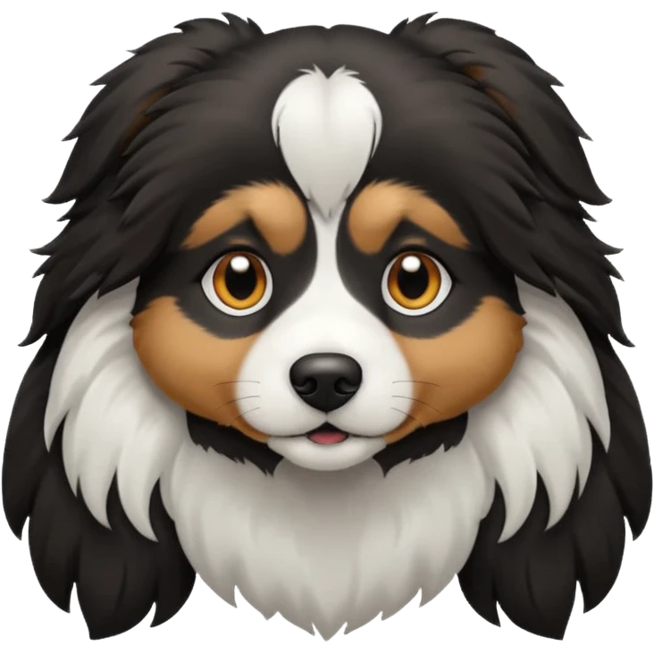 DOG BLACK AND WHITE WITH LONG HAIR emoji