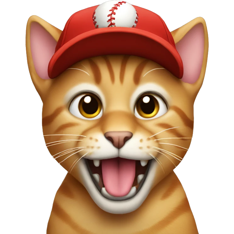 cat with buck teeth and a red baseball cap emoji