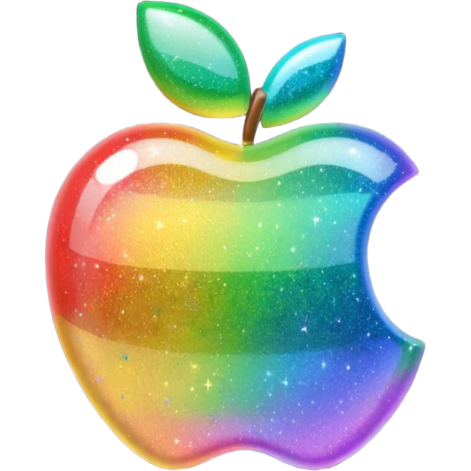 3D Apple-style emoji of scattered glitter, sparkling and shining in multiple colors. Rounded, glossy, smooth, soft shadows, white background.
 emoji